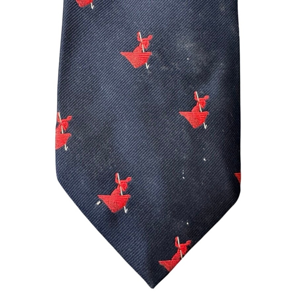 Puritan Cape Cod Mens Navy Blue Red Gondolier Embroidered Silk Blend Necktie